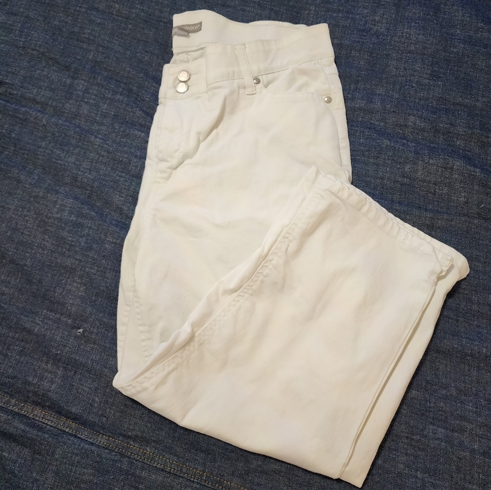 White Denim Capri